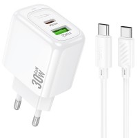 МЗП Hoco CS55A Surplus PD30W+QC3.0 (1USB-A/1C) + кабель Type-C to Type-C