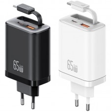 МЗП Usams US-CC299 GaN With Retractable Type-C Cable Xiang Ser. 65W (1USB-A/1C)