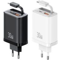 МЗП Usams US-CC296 GaN With Retractable Type-C Cable Xiang Ser. 30W (1USB-A/1C)