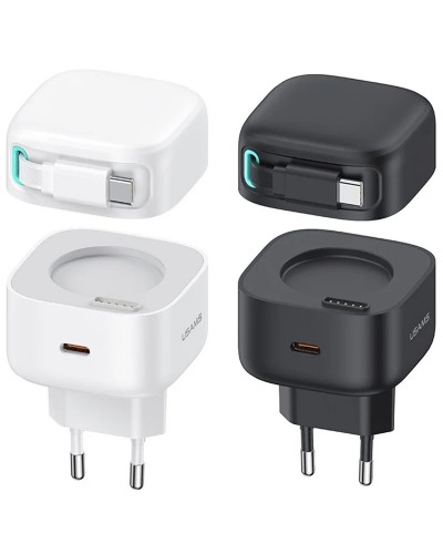 Купити МЗП Usams US-CC202 GaN With Type-C Magnetic Retractable Cable Module XMF Ser. 35W (2USB-C)