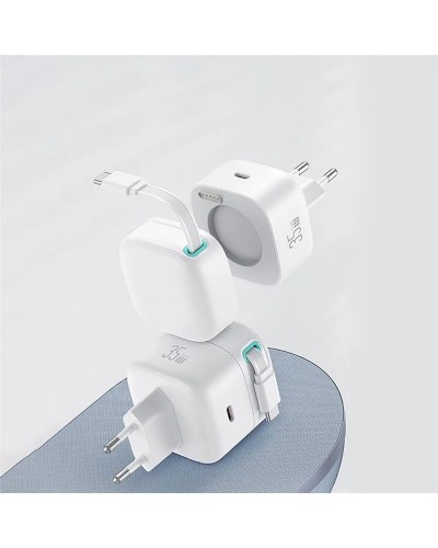 Купити МЗП Usams US-CC202 GaN With Type-C Magnetic Retractable Cable Module XMF Ser. 35W (2USB-C)