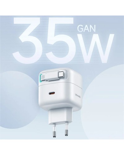 Купити МЗП Usams US-CC202 GaN With Type-C Magnetic Retractable Cable Module XMF Ser. 35W (2USB-C)
