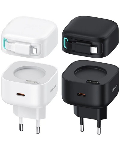 Купити МЗП Usams US-CC209 GaN With Lightning Magnetic Retractable Cable Module XMF Ser. 35W (2USB-C)