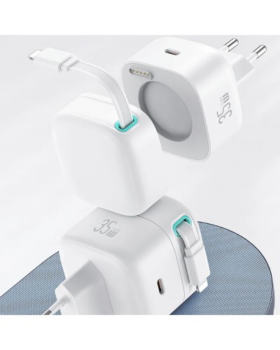 Купити МЗП Usams US-CC209 GaN With Lightning Magnetic Retractable Cable Module XMF Ser. 35W (2USB-C)