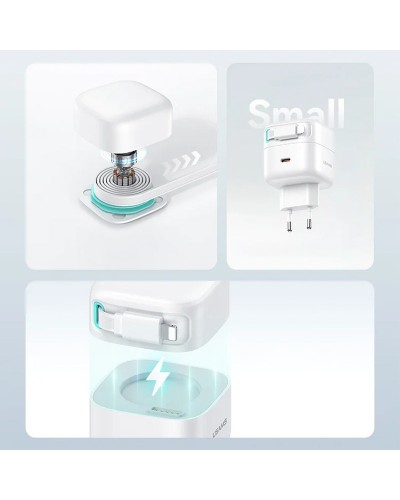 Купити МЗП Usams US-CC209 GaN With Lightning Magnetic Retractable Cable Module XMF Ser. 35W (2USB-C)