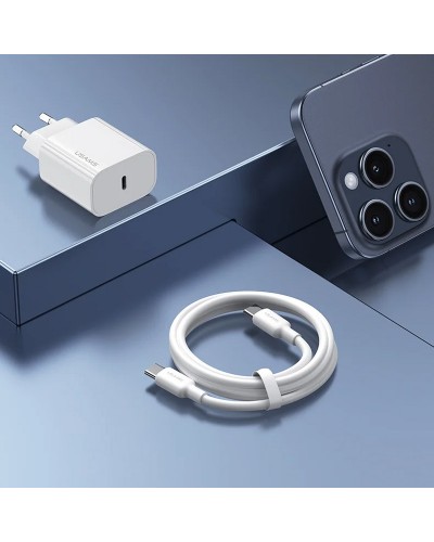 Купити МЗП Usams US-CC226 Kit-Yi Ser. 20W (1USB-C) + кабель Type-C to Type-C