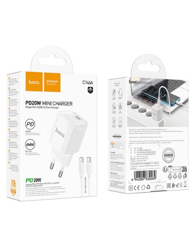 Купити МЗП Hoco C146A Charm PD20W (1USB-C) + кабель Type-C to Type-C