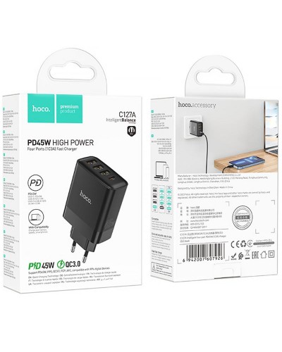 Купити МЗП Hoco C127A Intelligent PD45W (3USB-A/1C)