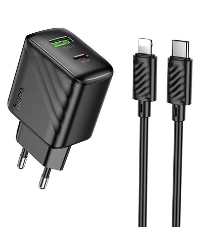 Купити МЗП Hoco CS25A Rico PD20W+QC3.0 (1USB-A/1C) + кабель Type-C to Lightning