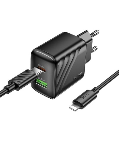 Купити МЗП Hoco CS25A Rico PD20W+QC3.0 (1USB-A/1C) + кабель Type-C to Lightning