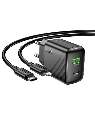 Купити МЗП Hoco CS25A Rico PD20W+QC3.0 (1USB-A/1C) + кабель Type-C to Lightning