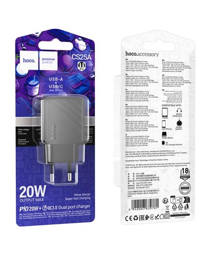 Купити МЗП Hoco CS25A Rico PD20W+QC3.0 (1USB-A/1C)