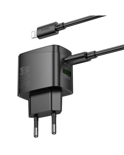 Купити МЗП Hoco CS61A Bright PD30W+QC3.0 (1USB-A/1C) + кабель Type-C to Lightning