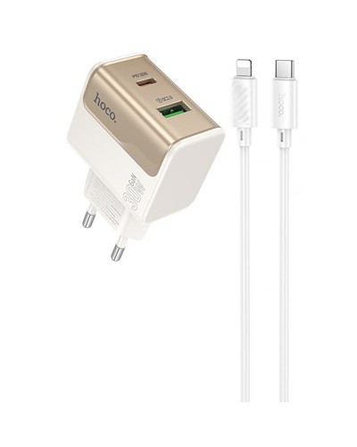 Купити МЗП Hoco CS73A Star Speed PD30W+QC3.0 (1USB-A/1C) + кабель Type-C to Lightning