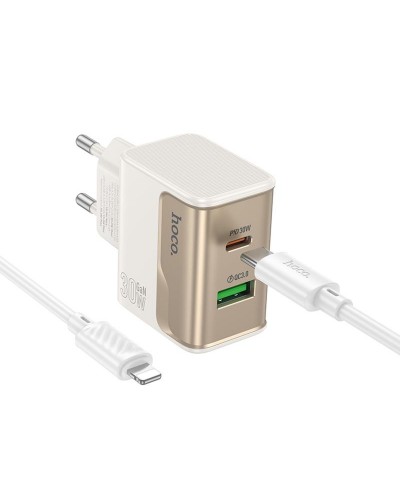 Купити МЗП Hoco CS73A Star Speed PD30W+QC3.0 (1USB-A/1C) + кабель Type-C to Lightning