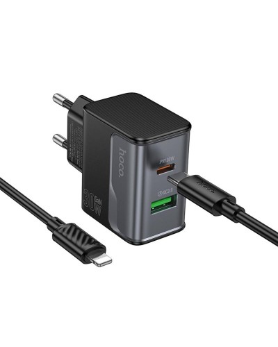 Купити МЗП Hoco CS73A Star Speed PD30W+QC3.0 (1USB-A/1C) + кабель Type-C to Lightning