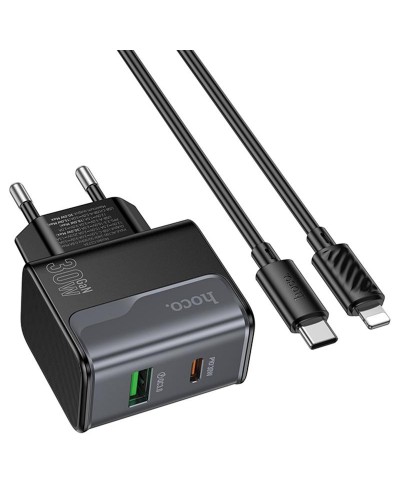 Купити МЗП Hoco CS73A Star Speed PD30W+QC3.0 (1USB-A/1C) + кабель Type-C to Lightning