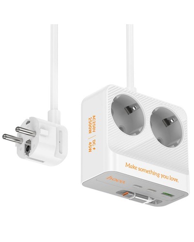 Купити Подовжувач Hoco AC28 Descanso (PD45W/1C/3A/2xSocket) (2m)