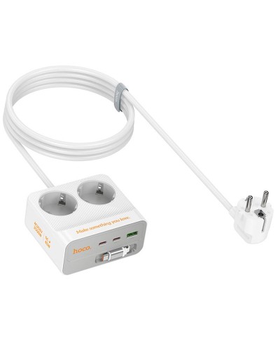 Купити Подовжувач Hoco AC28 Descanso (PD45W/1C/3A/2xSocket) (2m)