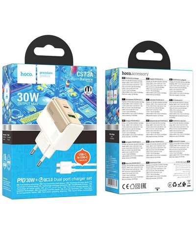 Купити МЗП Hoco CS73A Star Speed PD30W+QC3.0 (1USB-A/1C) + кабель Type-C to Type-C