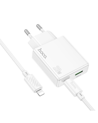 Купити МЗП Hoco C142A Direct PD20W+QC3.0 (1USB-A/1C) + кабель Type-C to Lightning