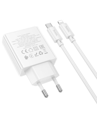 Купити МЗП Hoco C142A Direct PD20W+QC3.0 (1USB-A/1C) + кабель Type-C to Lightning