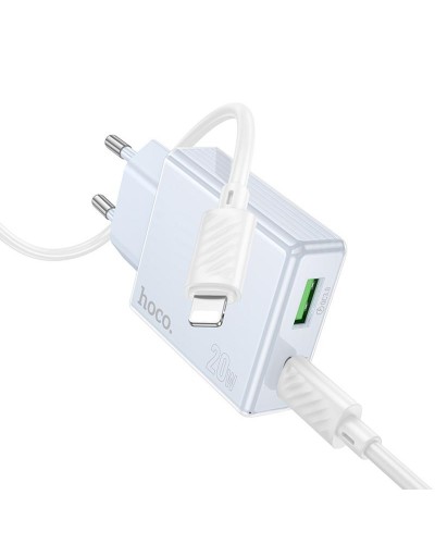 Купити МЗП Hoco C142A Direct PD20W+QC3.0 (1USB-A/1C) + кабель Type-C to Lightning