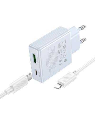 Купити МЗП Hoco C142A Direct PD20W+QC3.0 (1USB-A/1C) + кабель Type-C to Lightning