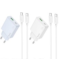МЗП Hoco C142A Direct PD20W+QC3.0 (1USB-A/1C) + кабель Type-C to Type-C
