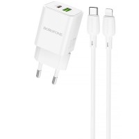 МЗП Borofone BN14 Royal PD30W+QC3.0 (1USB-A/1C) + кабель Type-C to Lightning