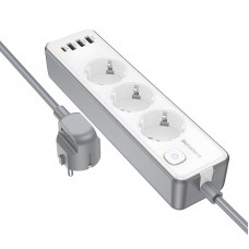 Подовжувач Borofone BAC9 Power PD20W (3USB-A/1C/3xSocket) (2m)