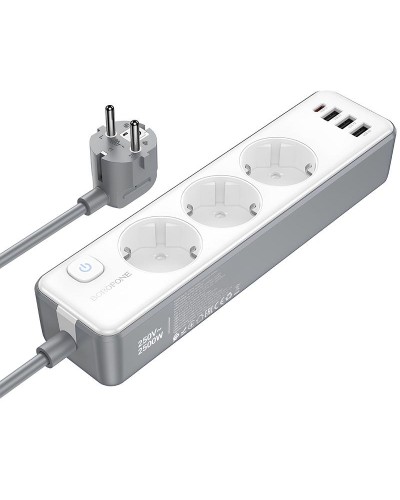 Купити Подовжувач Borofone BAC9 Power PD20W (3USB-A/1C/3xSocket) (2m)