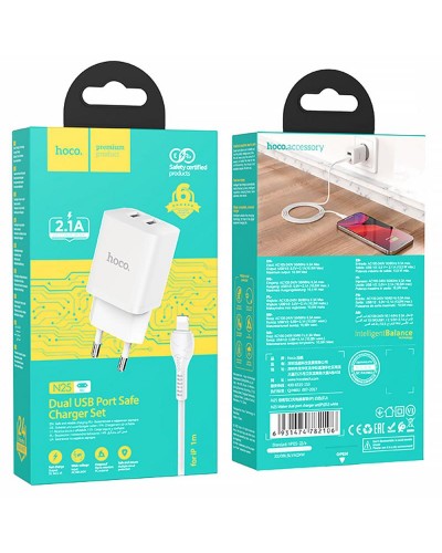 Купити МЗП Hoco N25 Maker (2USB-A) + USB to Lightning