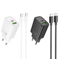 МЗП Hoco N63 Gentle PD30W+QC3.0 (1USB-A/1C) + кабель Type-C to Type-C