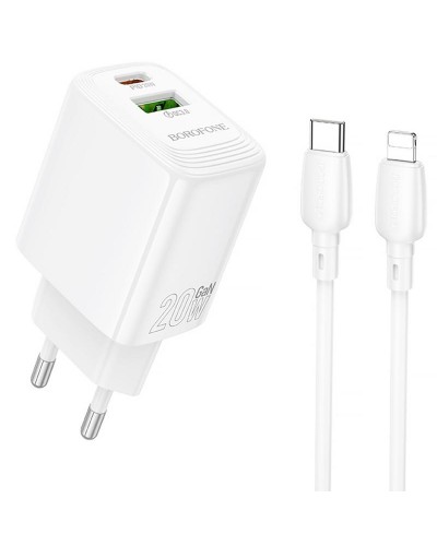 Купити МЗП Borofone BN27 Fuente PD20W+QC3.0 (1USB-A/1C) + кабель Type-C to Lightning