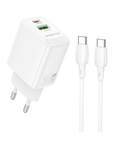 Купити МЗП Borofone BN29 Fuente PD30W+QC3.0 (1USB-A/1C) + кабель Type-C to Type-C