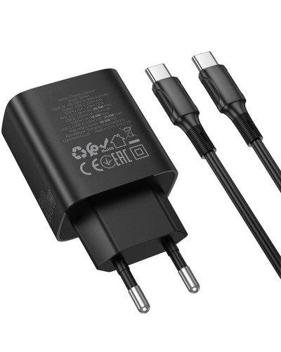 Купити МЗП Borofone BA96A Ilustre with digital display PD20W+QC3.0 (1USB-A/1C) + кабель Type-C to Type-C