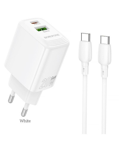 Купити Уцінка МЗП Borofone BN27 Fuente PD20W+QC3.0 (1USB-A/1C) + кабель Type-C to Type-C