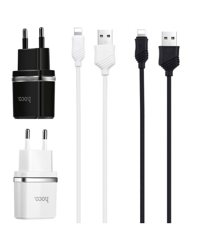 Купить СЗУ Hoco C12 Charger + Cable Lightning 2.4A 2USB