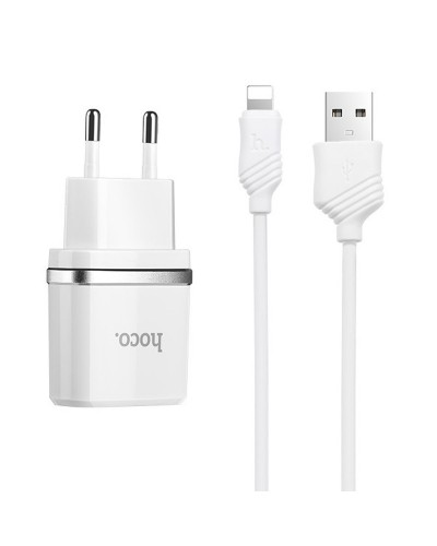Купити МЗП Hoco C12 Charger + Cable Lightning 2.4A 2USB