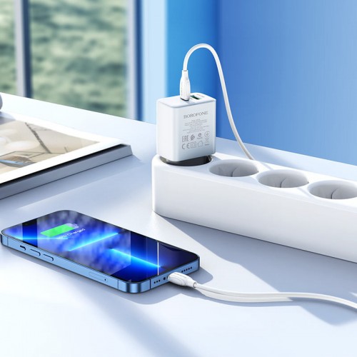 Купити МЗП Borofone BA67A PD20W+QC3.0 (1USB-A/1C) + кабель Type-C to Lightning