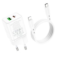 МЗП Borofone BN7 PD20W+QC3.0 (1USB-A/1C) + кабель Type-C to Lightning