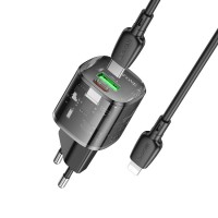 МЗП Borofone BN17 Sunlight PD20W+QC3.0 (1USB-A/1C) + кабель Type-C to Lightning