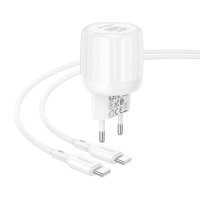 МЗП Borofone BA93A Lustrous PD20W+QC3.0 (1USB-A/1C) + кабель Type-C to Type-C