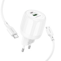 МЗП Borofone BA93A Lustrous PD20W+QC3.0 (1USB-A/1C) + кабель Type-C to Type-C
