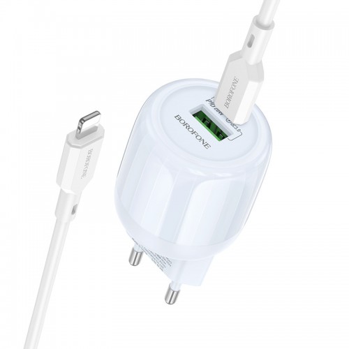 Купити МЗП Borofone BA93A Lustrous PD20W+QC3.0 (1USB-A/1C) + кабель Type-C to Lightning