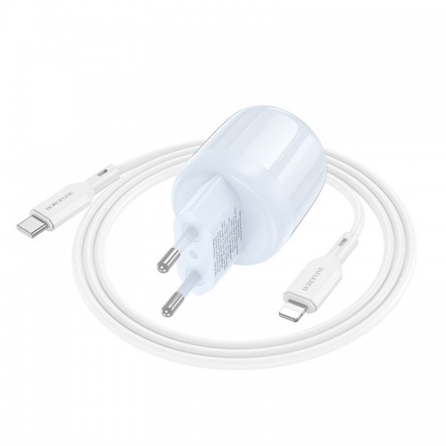 Купити МЗП Borofone BA93A Lustrous PD20W+QC3.0 (1USB-A/1C) + кабель Type-C to Lightning
