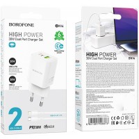 МЗП Borofone BN14 Royal PD30W+QC3.0 (1USB-A/1C) + кабель Type-C to Lightning