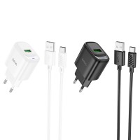 МЗП Hoco C140A Smart QC3.0 18W (1USB-A) + кабель USB to Type-C