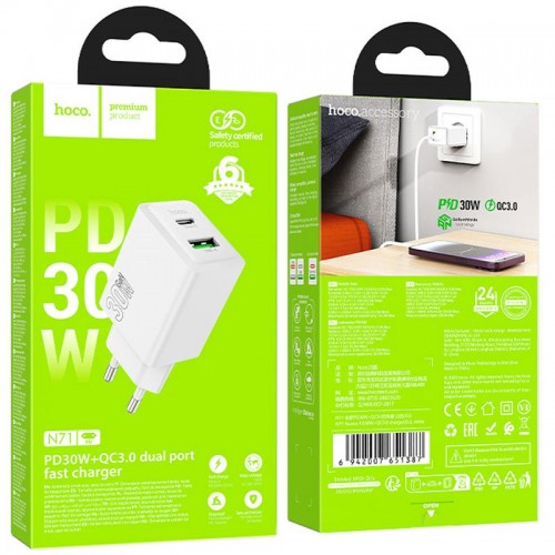 Купити МЗП Hoco N71 Nuevo PD30W+QC3.0 (1USB-A/1C)